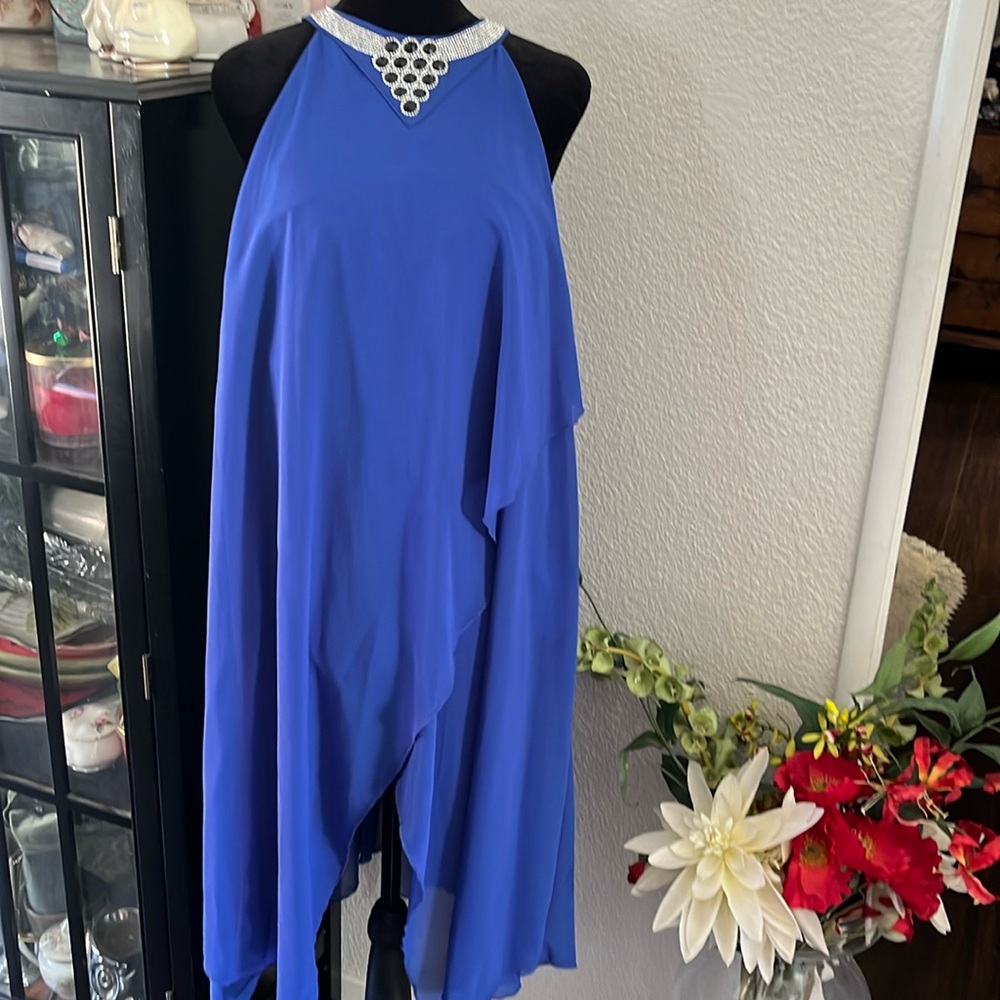Extra large royal blue/ beads rhinestones, and draping absolutely gorgeous